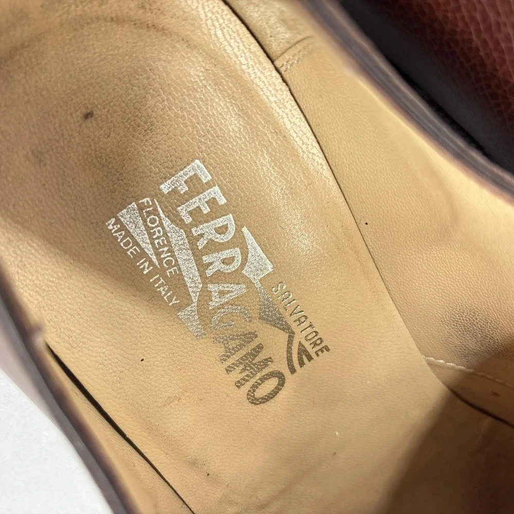 Salvatore Ferragamo Shoes Mens Size 10.5 Brown Lace Up‎ Split Toe Derby Italy